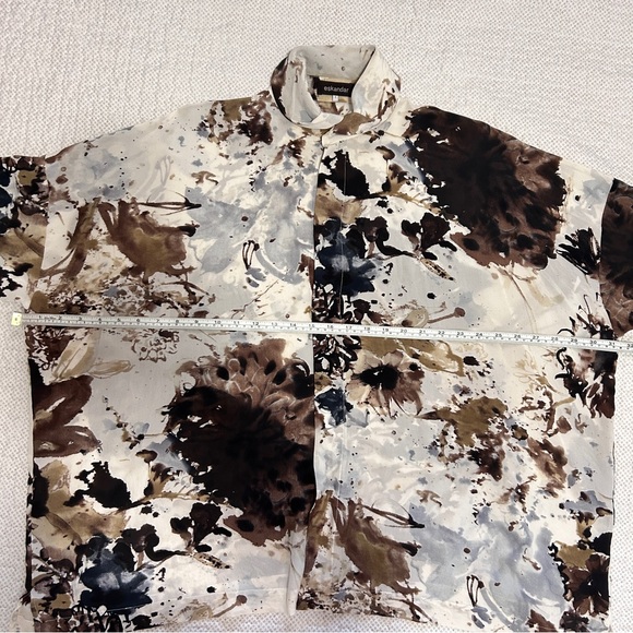Eskandar 100% Silk Abstract Print Shirt – Oversized Fit - Picture 7 of 13